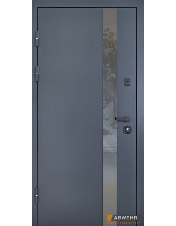 Входные двери ABWEHR мод 506 Nordi Glass краска по металлу Ral 7021Т/ВСМ мдф+vinorit Белая, сегмент Defender