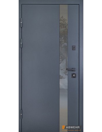 Вхідні двері ABWEHR мод 506 Nordi Glass фарба по металу Ral 7021Т/ВСМ мдф+vinorit Біла, сегмент Defender