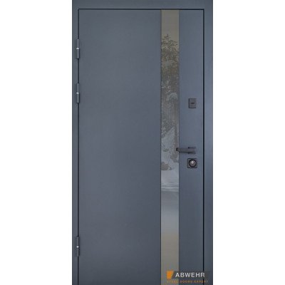 Вхідні двері ABWEHR мод 506 Nordi Glass фарба по металу Ral 7021Т/ВСМ мдф+vinorit Біла, сегмент Defender
