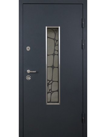 Входные двери ABWEHR 408 Solid Glass краска по металлу Ral 7021Т/ВСМ мдф+vinorit дуб полярный сегмент Defender