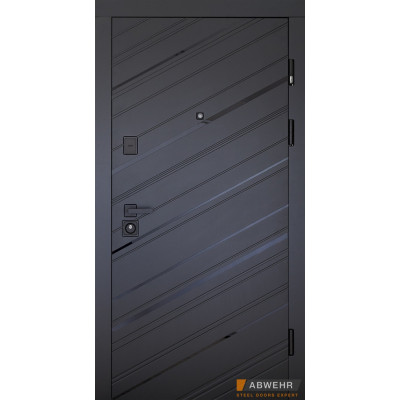 Вхідні двері Abwehr модель 516/517 Rain (Чорна шагрень/Білий супермат) комплектація Megapolis MG3 квартира, три контури