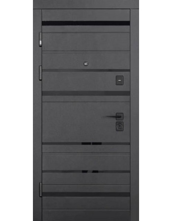 Двері Abwehr модель Harmonia 546/0 Чорна шагрень/Олово супермат комплектація Megapolis Kale три контури