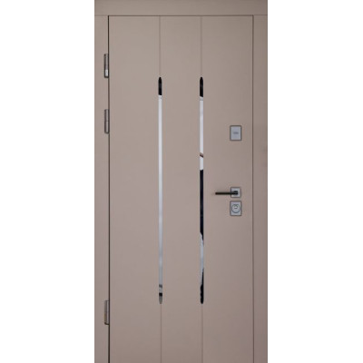 Входные двери ABWEHR модель 549/544 Mira Смоки Софт/Белый Супермат с зеркалом