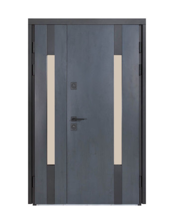Двері Булат полуторні Термо Хаус модель 706/431 вулична Темний антрацит/Білий атласний (Кале) 1200мм