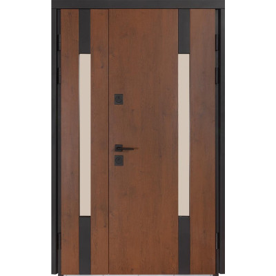 Двері Булат полуторні 1200мм Термо Хаус 706/431 (Дуб бронза/Вулична молочний)