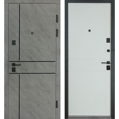 Двері Булат УЛЬТРА (квадро) Securemme, модель 540/249 Зріз каменю/Білий матовий гладкий (квартира)