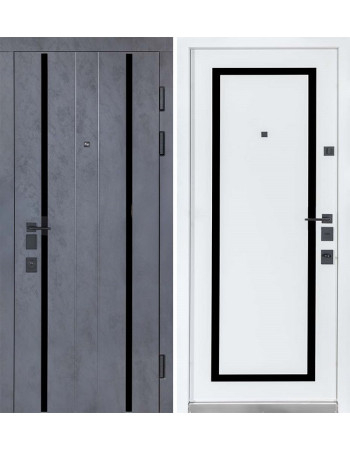 Вхідні двері Булат 575/568 ТЕРМО ОЛІМП (квадро) Mottura колір Оксид чорний/Білий матовий КВАРТИРНИЙ ТИП