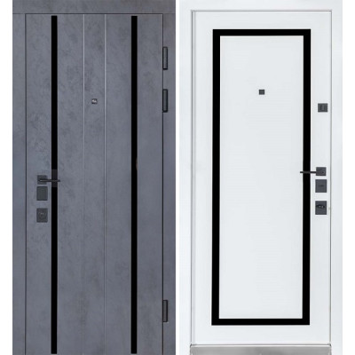 Вхідні двері Булат 575/568 ТЕРМО ОЛІМП (квадро) Mottura колір Оксид чорний/Білий матовий КВАРТИРНИЙ ТИП