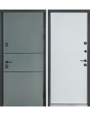 Двері Булат Cottage, модель 703/237 metalic grey/білий атласний (вуличний тип)