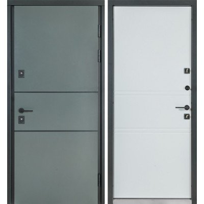 Двері Булат Cottage, модель 703/237 metalic grey/білий атласний (вуличний тип)