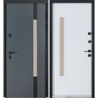 Двери Булат Cottage, модель 705/431 Metalic grey/Белый атласный (уличный тип)