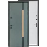 Двери Булат Cottage, модель 705/431 Metalic grey/Белый атласный (уличный тип)