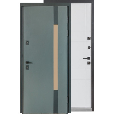 Двери Булат Cottage, модель 705/431 Metalic grey/Белый атласный (уличный тип)