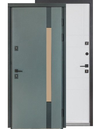 Двері Булат Cottage, модель 705/431 Metalic grey/Білий атласний (вуличний тип)