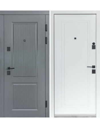 Двері Булат 269/263 Хром/Білий матовий Серія Статус (квадро) Securemme