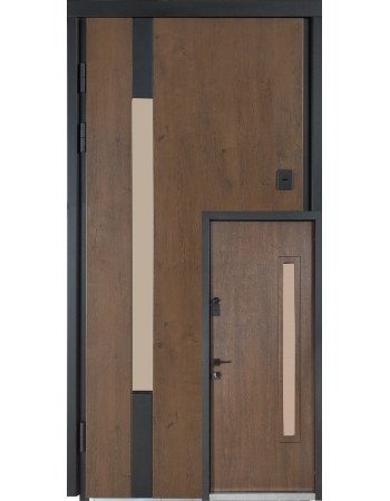Дверь Булат ТЕРМО HOUSE модель 705/428 Дуб бронза уличная / Орех натуральный