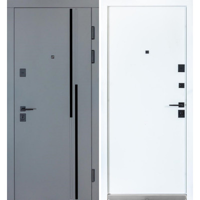 Двері вхідні Ультра (квадро) модель 567/гладка, колір Хром/Білий матовий