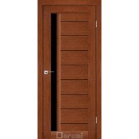 Межкомнатные двери ТМ DARUMI модель BORDO (Орех роял) с чёрным стеклом