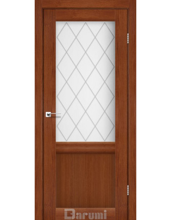 Межкомнатные двери ТМ DARUMI Коллекция GALATN модель GL-01 (Орех роял/ромб графит D1) со стеклом сатин
