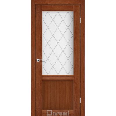 Межкомнатные двери ТМ DARUMI Коллекция GALATN модель GL-01 (Орех роял/ромб графит D1) со стеклом сатин