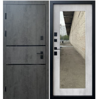 Вхідні двері Форт Тріо - Палермо колір Бетон темний титан софттач/Бетон сніжний + дзеркало