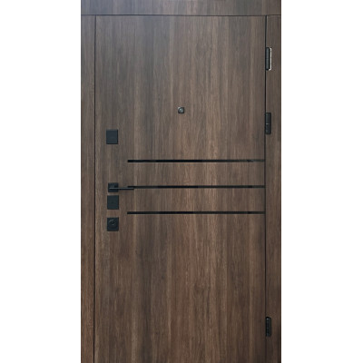 Вхідні двері серії Віп 4К модель Фокус Дуб табак /Дуб табак «Форт-М»