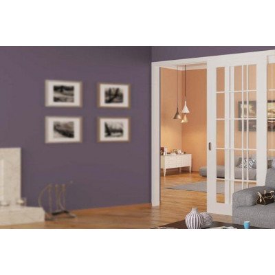 Комплект фурнитуры Slido D-Line11 80P, весом дверного полотна до 80 кг, ширина ≥ 592 мм, с 1-сторонним доводчиком, ходовой шиной 2 м монтаж к потолку