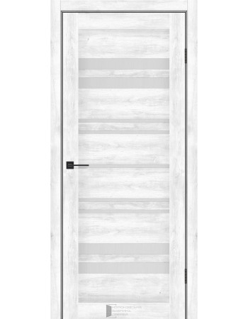 Межкомнатные двери KFD модель Comfort (Дуб Серый PVC) стекло Сатин/BLK черным