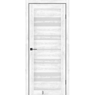 Межкомнатные двери KFD модель Comfort (Дуб Серый PVC) стекло Сатин/BLK черным