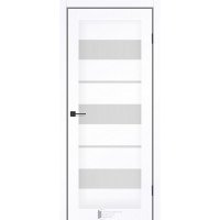Межкомнатные двери KFD модель Flora Снежный Мат (PVC) стекло Сатин/BLK черным