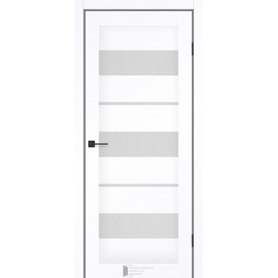 Межкомнатные двери KFD модель Flora Снежный Мат (PVC) стекло Сатин/BLK черным