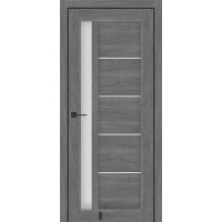 Межкомнатные двери KFD модель Grand Бук Графит (PVC) стекло Сатин/BLK черное стекло