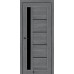 Межкомнатные двери KFD модель Grand Бук Графит (PVC) стекло Сатин/BLK черное стекло