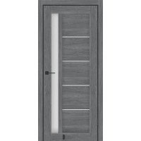 Міжкімнатні двері KFD модель Grand Бук Графіт (PVC) скло Сатин/BLK чорне скло