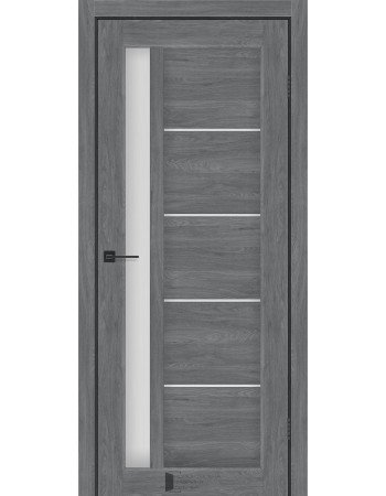 Міжкімнатні двері KFD модель Grand Бук Графіт (PVC) скло Сатин/BLK чорне скло