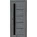 Міжкімнатні двері KFD модель Grand Бук Графіт (PVC) скло Сатин/BLK чорне скло