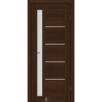Міжкімнатні двері KFD модель Grand Каштан (PVC) скло Сатин/BLK чорне скло
