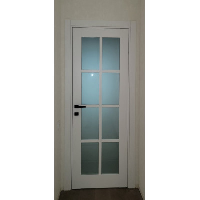 Межкомнатные двери KFD модель PRESTIGE 11 (Белый Мат (PP) Германия) стекло Сатин