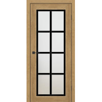 Межкомнатные двери KFD PRESTIGE 13 Дуб Голд (NanoFlex) со стеклом Сатин Средник Черный Мат