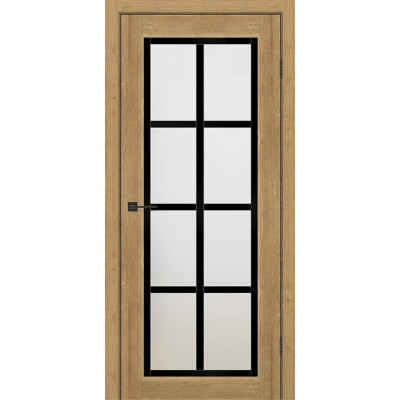 Межкомнатные двери KFD PRESTIGE 13 Дуб Голд (NanoFlex) со стеклом Сатин Средник Черный Мат