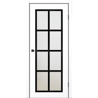 Межкомнатные двери KFD PRESTIGE 13 Белый Мат (PP) Германия со стеклом Сатин и средником Черный Мат