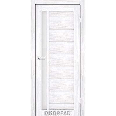 Двери Korfad FL-01 Белая лиственница стекло сатин или черное