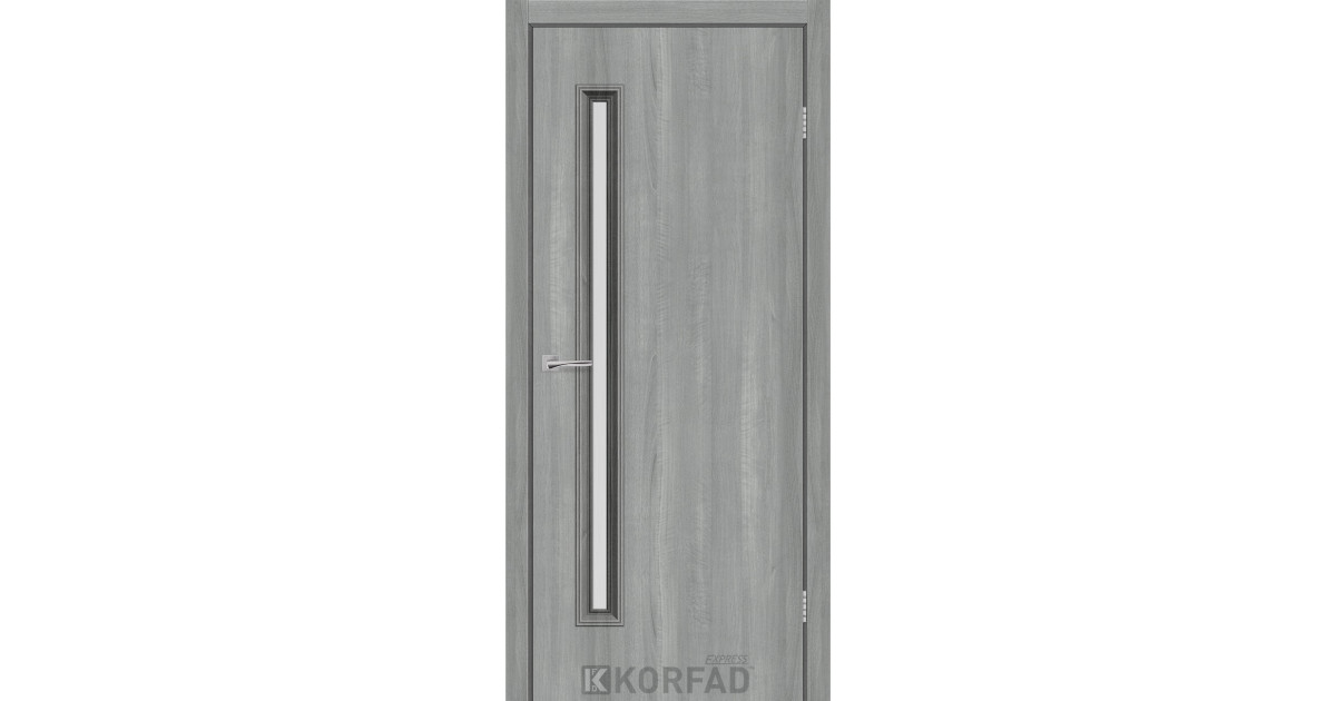 Двери Korfad Express модель CORNER GLASS-01 Ясень Стальной стекло