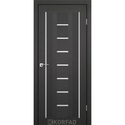 Межкомнатные двери Корфад Коллекция ALIANO Модель AL-04 (Super PET Антрацит) Сатин белый