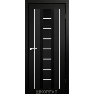 Міжкімнатні Двері Корфад Колекція ALIANO Модель AL-04 (Super PET Чорний) Сатін білий