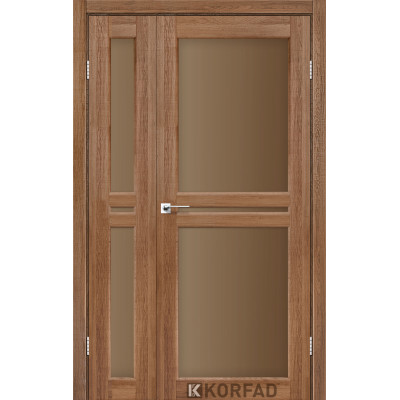 Межкомнотные двери Корфад Коллекция MILANO Модель ML-06 (Дуб браш) полуторные с бронзовым стеклом