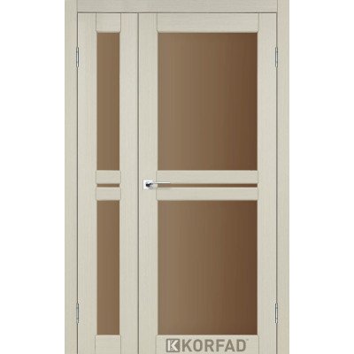 Межкомнотные двери Корфад Коллекция MILANO Модель ML-06 (Дуб белёный) полуторные с бронзовым стеклом