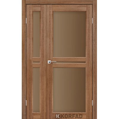 Межкомнотные двери Корфад Коллекция MILANO Модель ML-06 (Дуб браш) полуторные с бронзовым стеклом