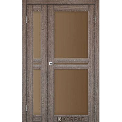 Межкомнотные двери Корфад Коллекция MILANO Модель ML-06 (Дуб грей) полуторные с бронзовым стеклом