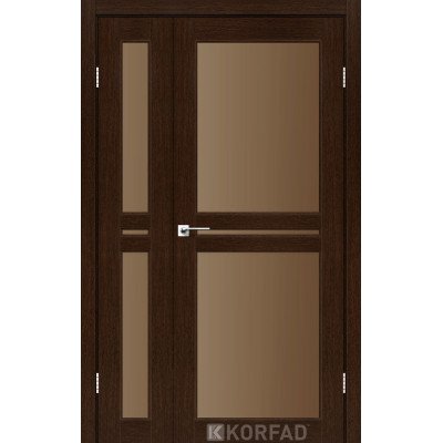Межкомнотные двери Корфад Коллекция MILANO Модель ML-06 (Венге) полуторные с бронзовым стеклом